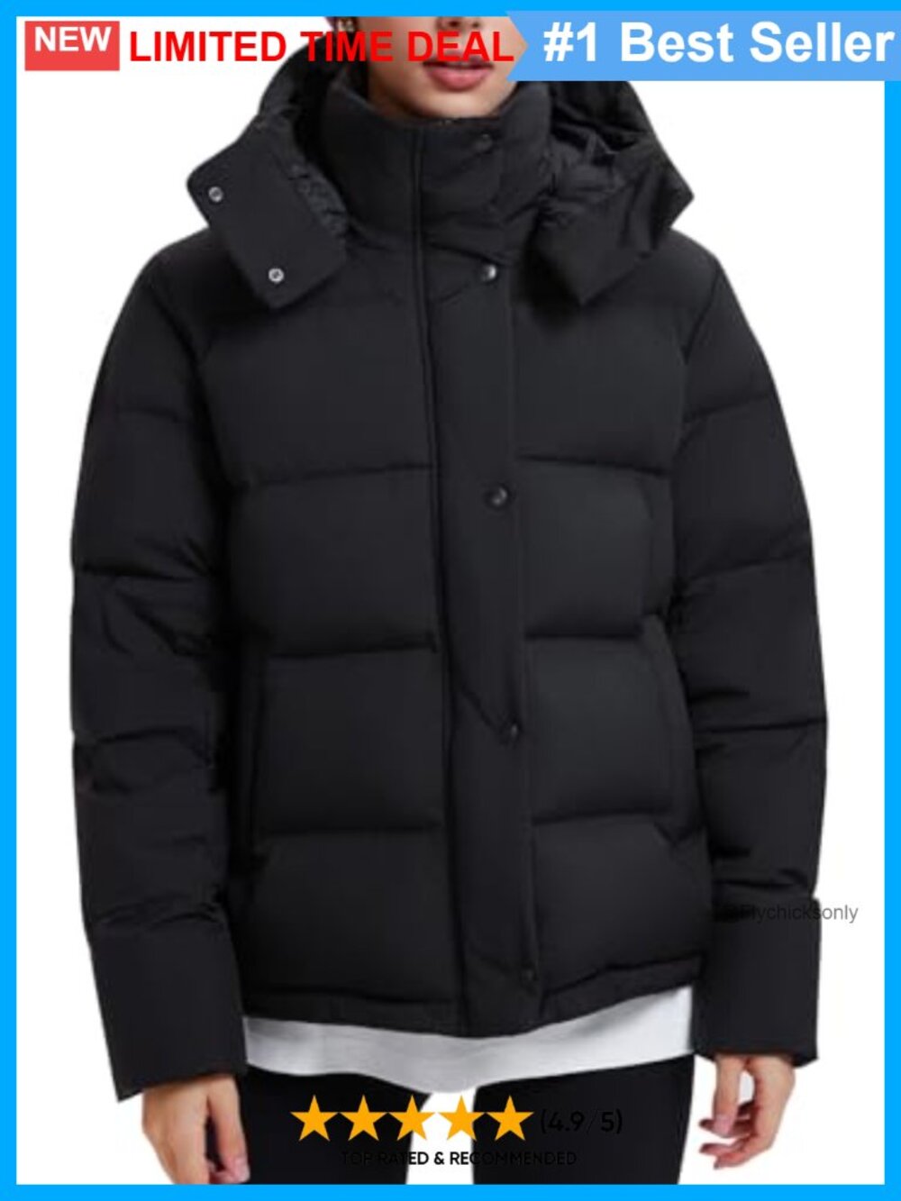 800 Fill Down Cropped Puffer Jacket Detachable Hood Oversized Winter Coat